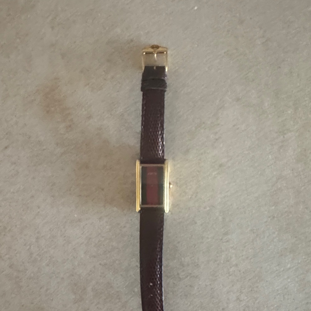 Gucci 2600L Vintage Web Stripe Watch Gold Rectangular Case Swiss Made